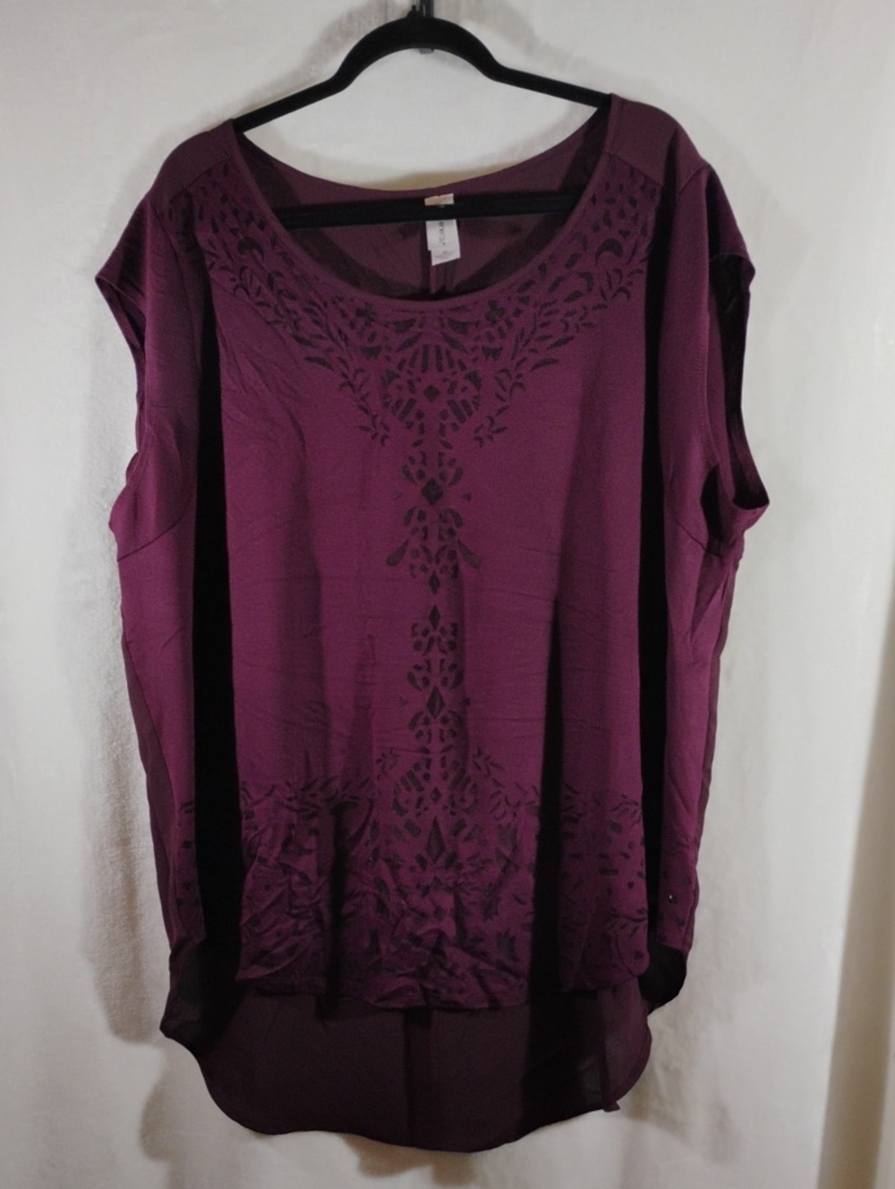 Pure Energy Plum Scoop Neck Embroidered Tunic 3X